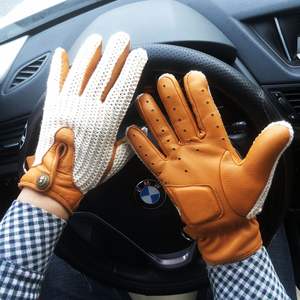 Gants d'équitation vintage en cuir pour <span class=keywords><strong>homme</strong></span>, personnalisables, avec maille tricotée au crochet, pour la vie quotidienne, le cyclisme, le cross et la conduite - Product Image 5