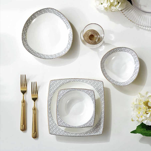 Juego de <span class=keywords><strong>Vajilla</strong></span> de Porcelana Fina de 50 Piezas para 8 Personas, Duradero, Elegante, con Diseño Blanco, Apto para Lavavajillas, Estilo Europeo - Product Image 3