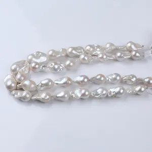 14-20mm Cheap Price Natural White Loose Real Freshwater Baroque Pearl Beads Strand