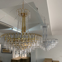 Lustre en cristal doré réglable en hauteur, de luxe, pour la décoration de la maison, les mariages et les restaurants, lampes suspendues pour la salle à manger et la chambre