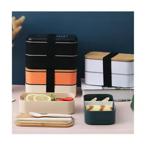 Factory direct sales bento box Microwave oven food grade lunch Office worker double plastic lunch box student lunch box