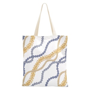 Hawaiian Puakenikeni Lei Design Eco Friendly <b>Canvas</b> <b>Tote</b> Bag Grocery Cotton Custom Reusable Shopping Shoulder Bag for Women - Product Image 1