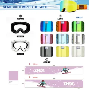 Low MOQ Semi Custom Ski Glasses Adult Outdoor Snow Sport Goggles Cylindrical Goggles Ski Custom Logo Printed Ski Goggles