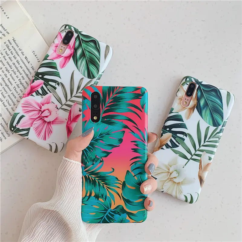 Simple Retro Flower Case For Huawei Mate 20 Lite Back Cover For P20 P30 Pro P30 Lite Phone Coque Soft IMD Silicone Matte Shell