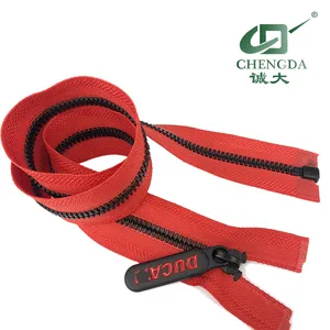 Plastic Chain Zippers CHENGDA Plastic Zipper 3# 5# 8# Open End Long Chain Resin Teeth Plastic Tape Zip Derlin Zipper Close End Vislon Zipper 2 Way