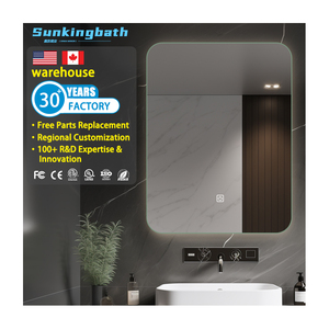 Miroir de salle de bain rectangulaire à LED éclairé, à suspendre au <span class=keywords><strong>mur</strong></span>, anti-buée, rétroéclairé, décoration intérieure, IP44, miroir mural - Product Image 1