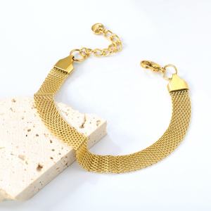 Pulseras de Moda de Acero Inoxidable con Baño de Oro de 18K, Estilo Grueso y Ancho, Tipo Gargantilla, Elegantes Cadenas de Malla, Pulseras con Forma de Tenis - Product Image 4