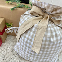 DANCURKEY Sacs cadeaux à cordon rayés et sacs de Noël de luxe à carreaux, vierges, pour décoration de fête de Noël, vente en gros