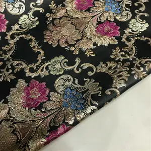 Tissu de brocart Jacquard métallique grande fleur pour manteau de robe, de luxe