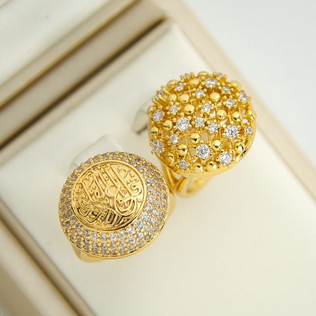 Wholesale Prices Lady Ring Luxury Zircon Jewelry Gold Rings Arab for Women 18k