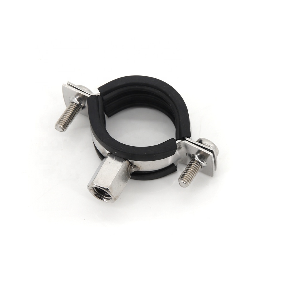 High Quality SS 304 316L Pipe Clamp With Rubber Ring Water Supply Pipe Fittings Holderbat Stainless Steel Pipe Clips Fittings