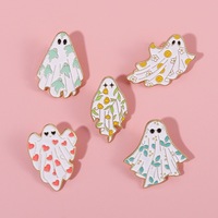 Dessin animé Halloween broche drôle fantôme citrouille métal Badge avec et chauve-souris plaqué gravure broche accessoires peuvent être personnalisés