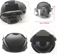 Casque tactique VANDA MICH 2000 ACH avec visière transparente, rail latéral NVG, matériau PE, sangle rembourrée