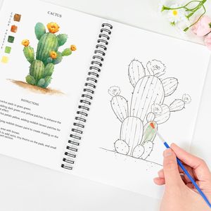 Cahiers de peinture à l'aquarelle, ensemble de peinture de 16 couleurs pour adultes débutants avec 15 magnifiques peintures de plantes, reliure spirale, cadeau - Product Image 2