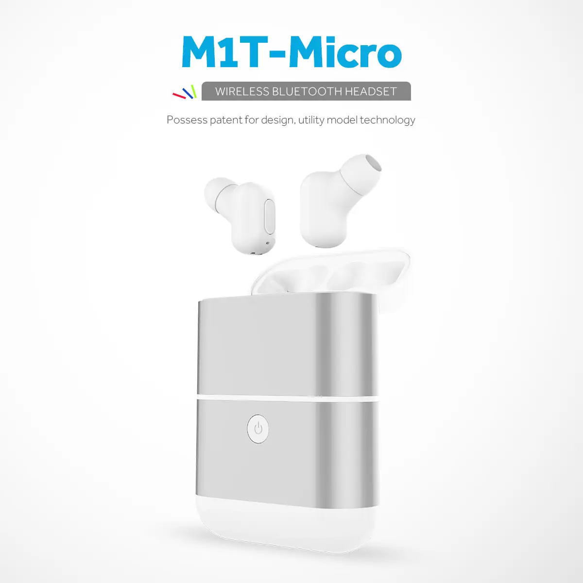 High quality M1T Micro TWS BT v5.0 waterproof ipx-4 Earphone Headsets earbuds with Mic powerbank charging case