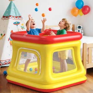 Piscina de Pelotas Inflable QPAU para Niños, Equipo de Juego Interior de PVC Suave con Ventanas de Malla y Pelotas, para 5-10 Usuarios - Product Image 1