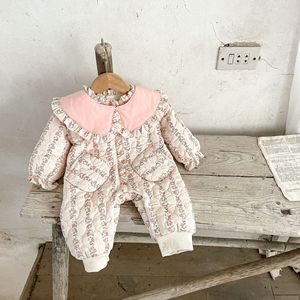 Niñas Floral solapa niña recién <span class=keywords><strong>nacido</strong></span> cálido grueso algodón ropa bebé invierno mono - Product Image 5