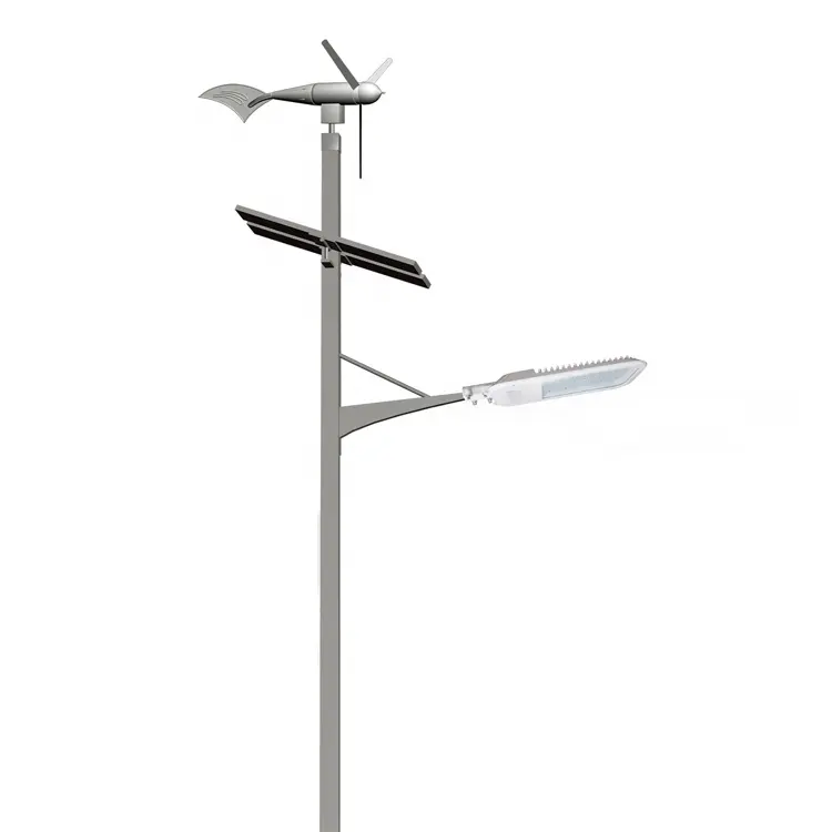 Hepu ausreichender Strom für 12 Stunden voller Helligkeit Wind-Hybrid-Solar-Straßenlampe, All-in-One Solar-LED-Straßenlampe 40 Watt Lampe