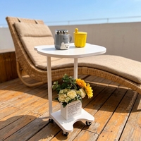 Table d'appoint mobile en bois à double niveau, design moderne et créatif, avec roulettes, pour salon, canapé et rangement de chevet