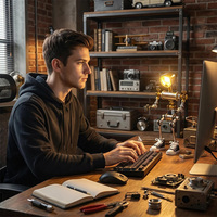 Lampe de bureau LED à intensité variable alimentée par USB, style industriel, rétro, steampunk, en forme de tuyau, réglable, vintage, pour bureau et maison