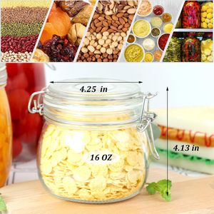 Vacuum Sealed Air Tight Transparent Borosilicate Glass <b>Flip</b> <b>Top</b> Cap Coffee Food Storage Jar Clamp Lock Lid Eco-Friendly 0.5-1L - Product Image 3