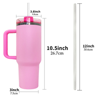 USA Warehouse Tasse de voyage isolée sous vide H2.0 40oz Gobelet noir avec poignée Gobelet plaqué noir pour graveur laser