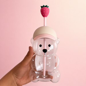 Vaso <span class=keywords><strong>de</strong></span> <span class=keywords><strong>vidrio</strong></span> <span class=keywords><strong>de</strong></span> borosilicato rosa 2026 con tapa y pajita, portátil y reutilizable para leche/café/zumo, taza <span class=keywords><strong>de</strong></span> oso <span class=keywords><strong>de</strong></span> peluche personalizada, taza popular - Product Image 4