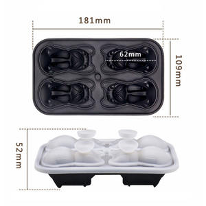 סגנון חדש 4-חור גלידת סיליקון עובש עם כיסוי עובש נוסף גדול צרפתית הלחימה כלב 3d סיליקון עובש צרפתי בולדוג - Product Image 6