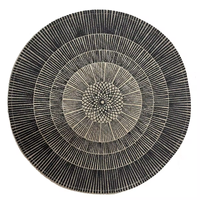 Sets de table et sous-verres ronds en jute tressé style bohème avec pompons, 380 mm de diamètre, épaisseur 10 mm