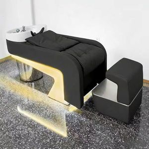 เตียงสระผมเซรามิกสำหรับร้านทำผมระดับไฮเอนด์ แบบกึ่งเอนนอน พร้อมฟังก์ชั่นนวดและล้างผม - Product Image 6