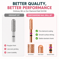 Kit de fraises à ongles diamantées à double cannelure en or rose avec logo personnalisé pour ponceuse à ongles électrique, pour ongles en acrylique et gel, usage professionnel et domestique, OEM ODM