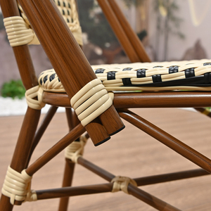 Sedie da Giardino Impilabili in Stile Francese in Vimini e Rattan per Esterni, Arredamento per Caffè, Taverna, Casa Vacanze, Ristorante, Bistrot - Product Image 5