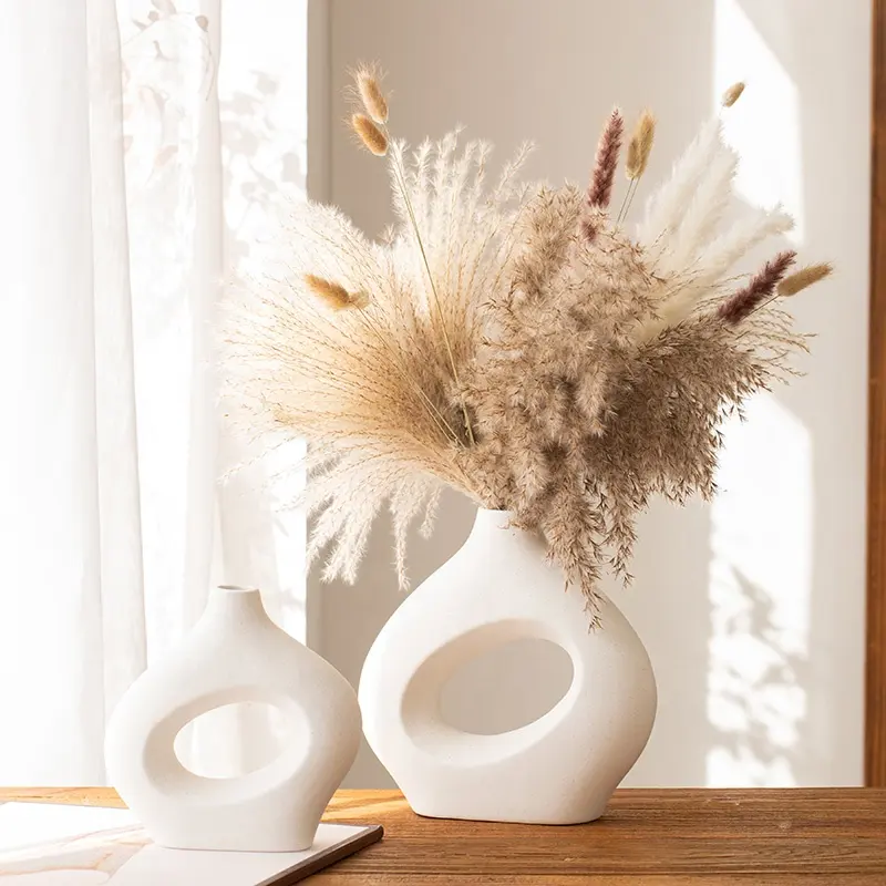 2023 ciambelle di seconda generazione set di vasi in ceramica per pampa pastorale home decor fiore vaso irregolare per la decorazione domestica di nozze