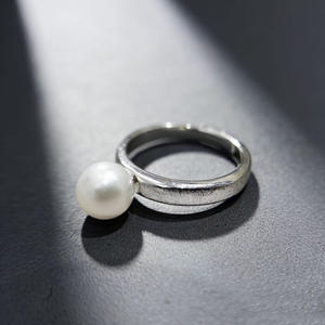 Ensemble de bagues en argent 925 1394DIY, édition légère vide avec perles rondes de 6 à 8 mm, accessoires en perles - Product Image 2