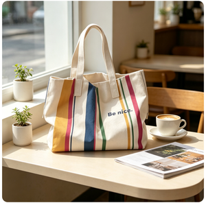 Shoulder <b>Canvas</b> <b>Handbag</b> Simple Line Custom Pattern Art Student Medium Size Customized Closure Commuting - Product Image 2