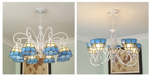 Elegante Lampadario a Sospensione in Ferro e Vetro Stile <span class=keywords><strong>Tiffany</strong></span> a 6 Luci LED, Garanzia di 2 Anni, Vintage Vittoriano per Sala da Pranzo/Ristorante 3000K - Product Image 3