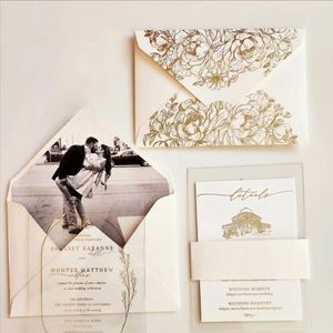 Juego Completo de Invitaciones de Boda de Lujo con Impresión Tipográfica en Papel y Cartulina de Alta Calidad - B2B para Lugares de Boda - Product Image 3