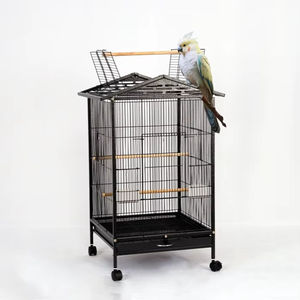 Özelleştirilmiş boyutu siyah Metal tel büyük yetiştiriciliği kuş papağan kafesleri ile tekerlekler - Product Image 5