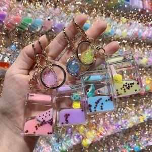 2020 Năm Đầy Màu Sắc Trái Cây Vào Dầu Quicksand Nổi Chai Cổ Điển <span class=keywords><strong>Mini</strong></span> Sữa Carton Keychain <span class=keywords><strong>Keyring</strong></span> - Product Image 1