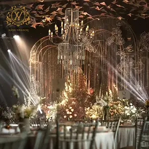 Candelabro de cristal europeo 8 + 8 + 4 brazos decoración de techo de lujo luces decorativas de boda candelabros de Metal dorado