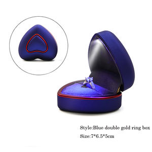 Factory Sale Fashion <b>Jewelry</b> Set Box Couple Ring Packaging Custom Paint Plastic Gold Heart Shape <b>Jewelry</b> Box with Led Light - Product Image 6