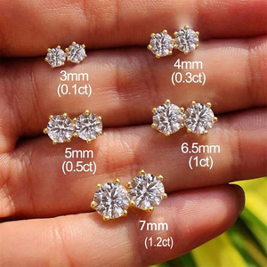 Clásicos Pendientes de Plata S925 con 6 Puntas, Baño de Rodio, Morganita Color D, Parte Trasera Plana, Tamaños Múltiples 2.5mm 3mm 4mm, para Cartílago, Regalo - Product Image 6