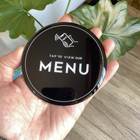 Etiqueta NFC Redonda de 10 cm (3.93 Pulgadas) en Blanco y Negro para Menú Digital, Placa de Menú Digital con Enlace Rápido para Restaurante
