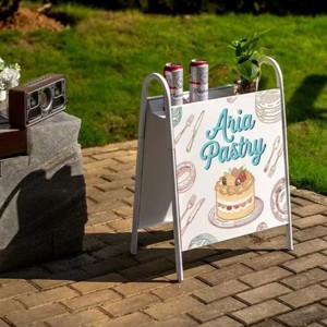 Panneau publicitaire pliable <span class=keywords><strong>en</strong></span> acier inoxydable <span class=keywords><strong>en</strong></span> forme de A pour extérieur, café, boutique, restaurant, devanture de magasin, <span class=keywords><strong>trottoir</strong></span> - Product Image 5