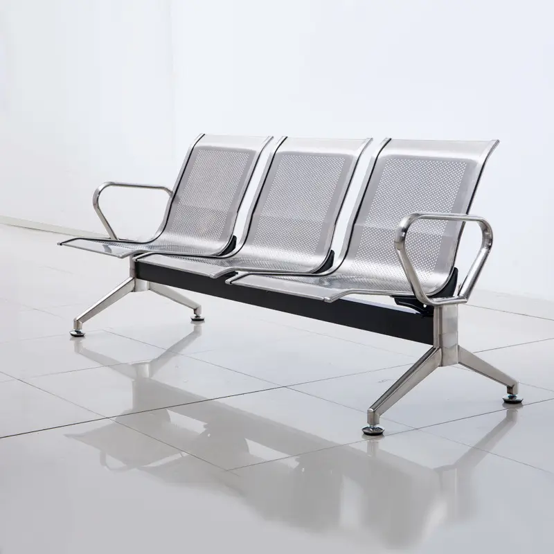 En acier inoxydable chaises d'aéroport de docteur d'hôpital chaise inoxydable visiteurs chaise 3 places jambes de banc en acier inoxydable