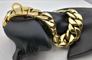 Épais Chien Cubain Logo Personnalisé 316 En acier inoxydable Collier De Chien 25mm/32mm Large Pitbull Luxe Cubain Chaîne de Chien Produits Pour Animaux de compagnie - Product Image 6