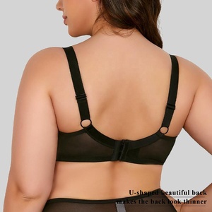 Soutien-gorge respirant en dentelle ajourée pour femmes, bretelles larges antidérapantes, armature en acier, soutien-gorge à armatures, 4 rangées, 3 crochets, tricot uni, pour grandes poitrines - Product Image 2
