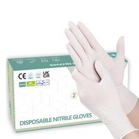 Gants en nitrile blancs de haute qualité, sans poudre, jetables, boîte de 100 pièces pour le travail des médecins