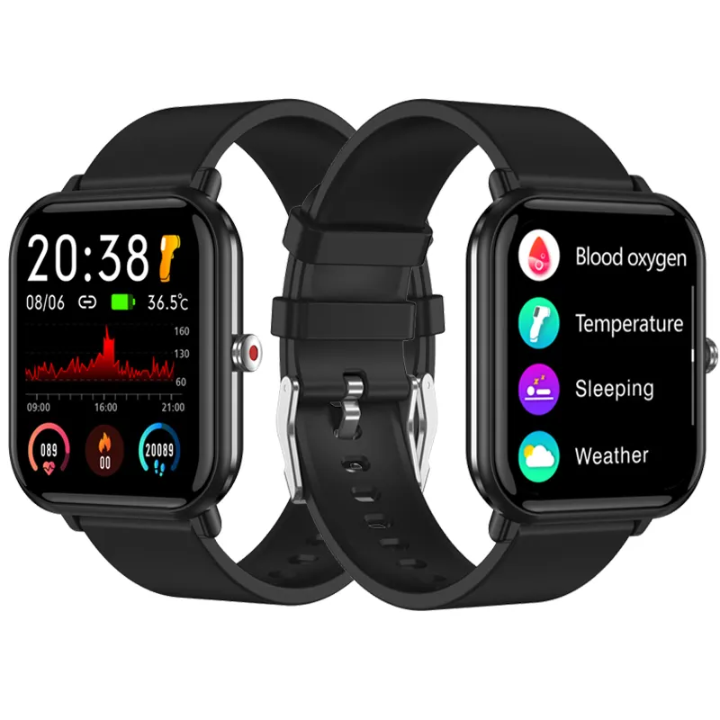 Smartwatch esportivo masculino q9 pro, relógio inteligente preto com monitoramento de temperatura corporal, oxigênio no sangue, recém-chegado, 2022