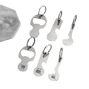 Porte-clés multifonctionnel anti-perte en acier inoxydable, ouvre-bouteille, avec jeton de supermarché et motif laser style ballon, pour professionnels - Product Image 5
